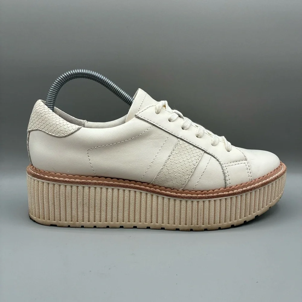 Dolce Vita Tiger Platform Sneakers Women’s 8.5 White Leather Lace Up